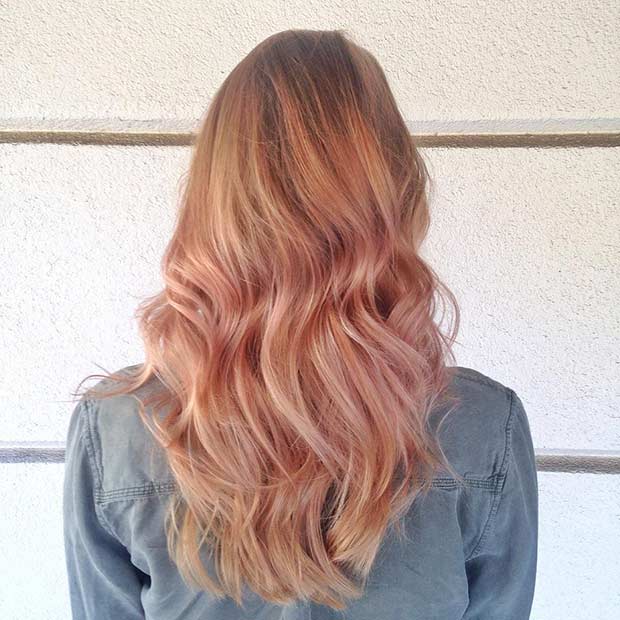 Ροζ χρυσό Balayage Hairstyle