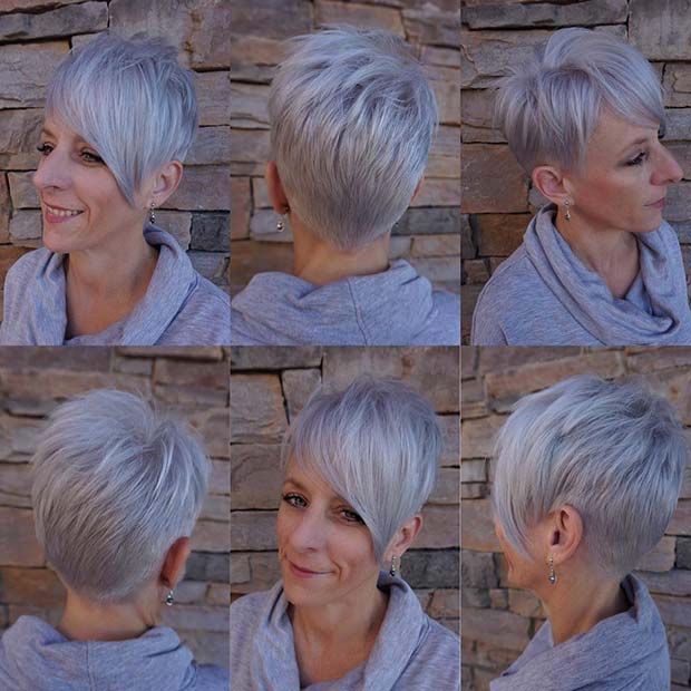 Short Grey Cut + Long Bangs