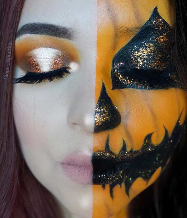 Joli maquillage d'Halloween Jack-O-Lantern