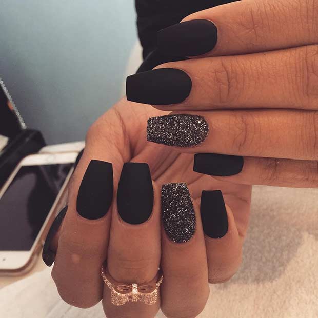 Edgy Matte Black Nail Design for Short Nails