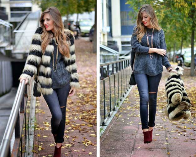 Faux Fur Winter παλτό Outfit