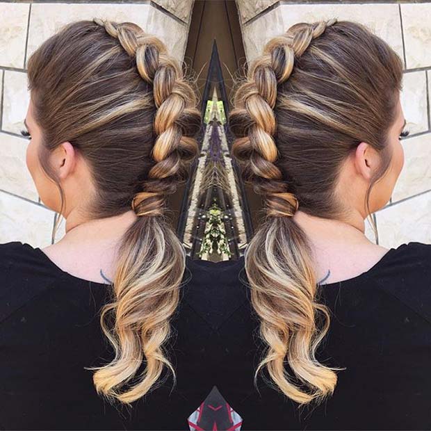 Faux Hawk Braid into a Ponytail