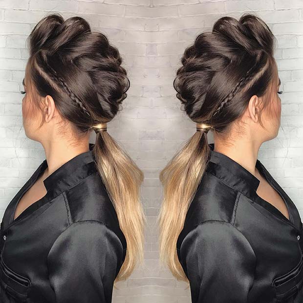 Dutch Braid Faux Hawk Pony