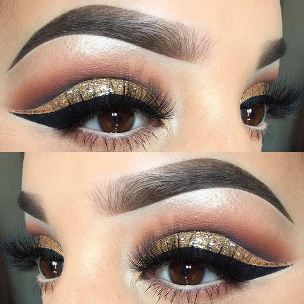 Μακιγιάζ ματιών Gold Glitter Cut Crease για διακοπές