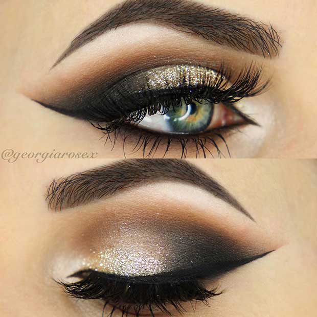 Maquillage des yeux noir et argent Look pour les yeux bleus