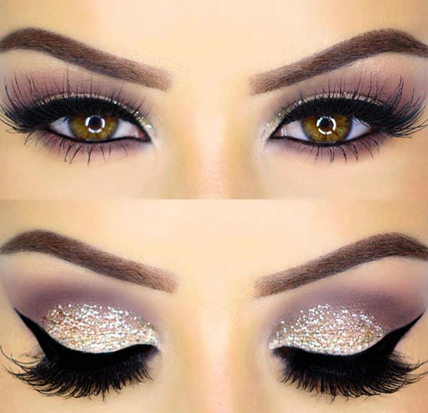 Glitter Eye Makeup Look για την παραμονή της Πρωτοχρονιάς