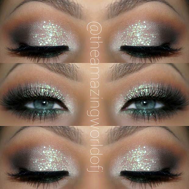 Idée de maquillage pour les yeux scintillants pour les yeux bleus