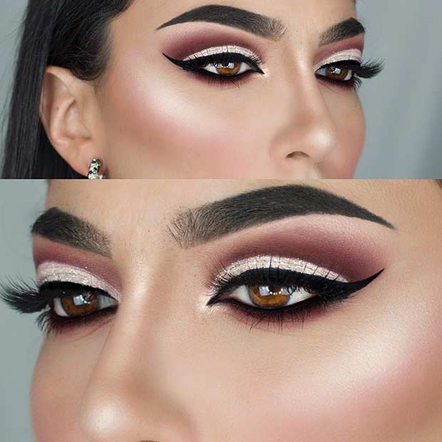 Κομψό Burgundy Cut Crease Makeup Look