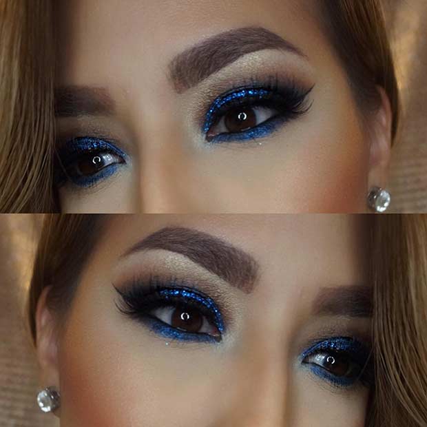 Smokey Eye bleu marine pour les yeux marrons