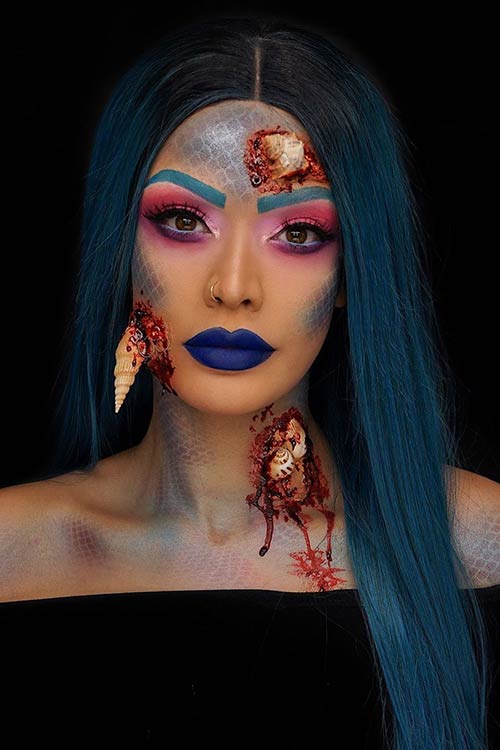 Gory Mermaid Makeup Look