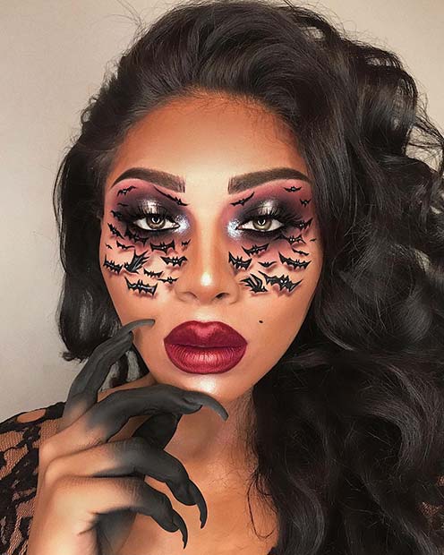 Idée de maquillage de chauve-souris effrayante pour Halloween