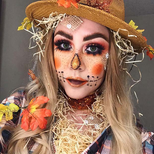 Idée incroyable de maquillage et de costume d'épouvantail