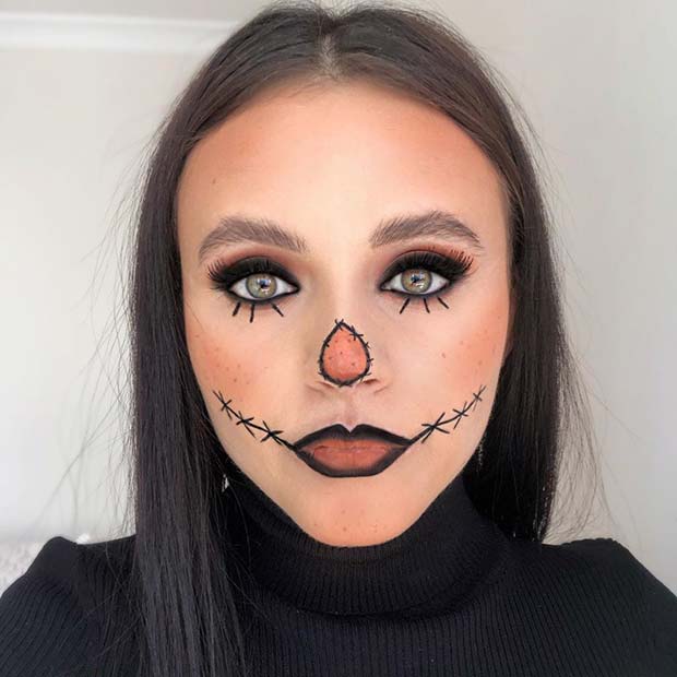 Maquillage Halloween simple épouvantail