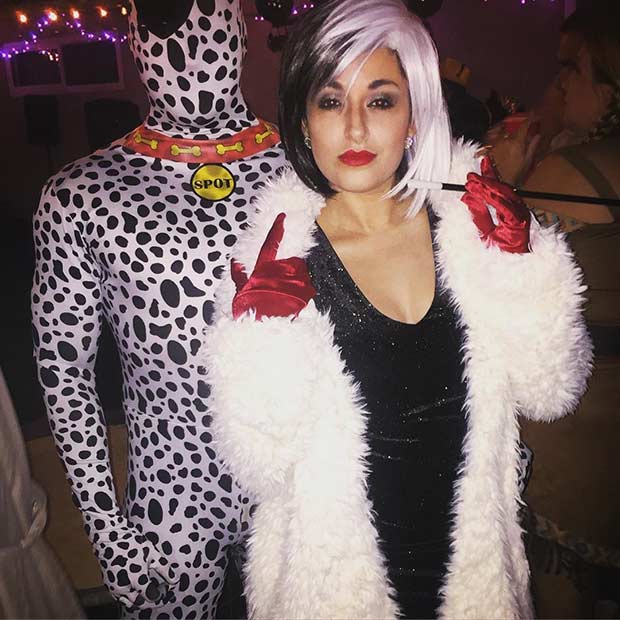 Déguisement d'Halloween Cruella de Vil Dalmatien Couple