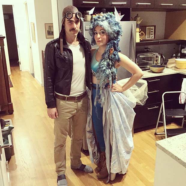 Costume d'Halloween du pilote et du couple céleste