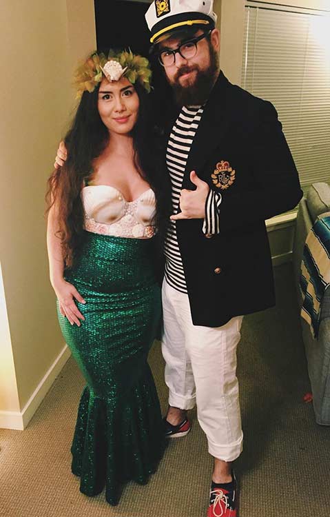 Costume d'Halloween pour couple sirène et marin