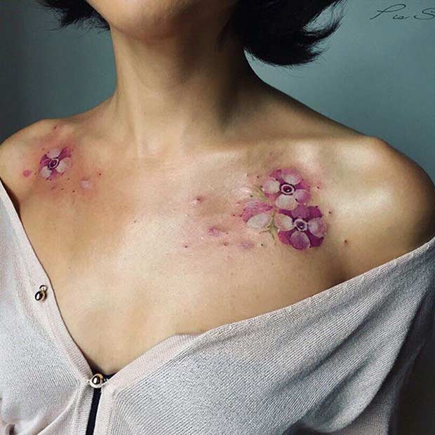 Anemones Flowers Ακουαρέλα Τατουάζ ιδέα για γυναίκες