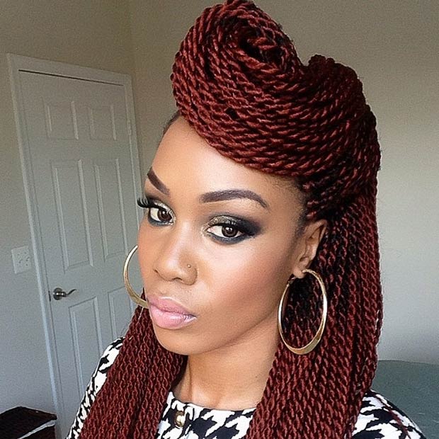 Red Senegalese Twists Half Updo