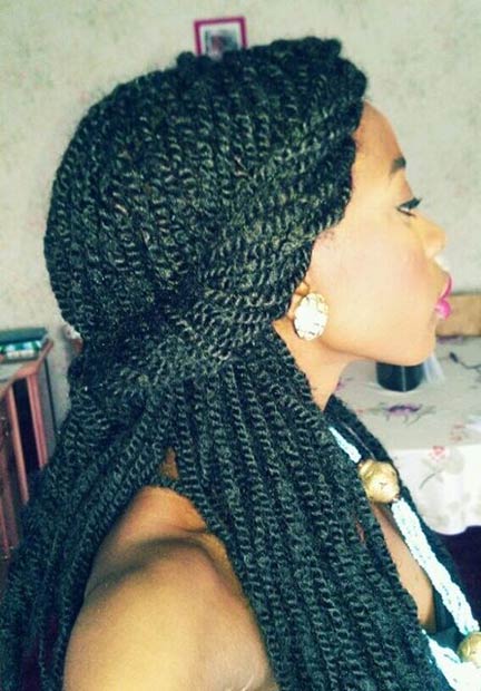 Twisted Senegalese Twist Half Updo