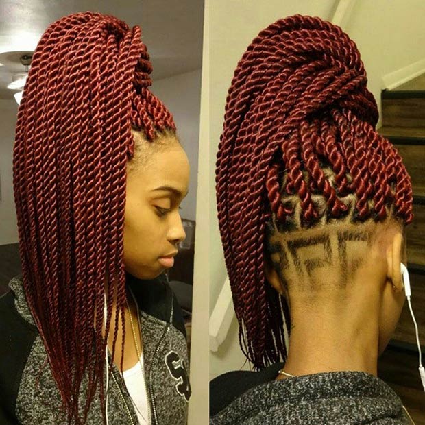 Red Senegalese Twists Ponytail