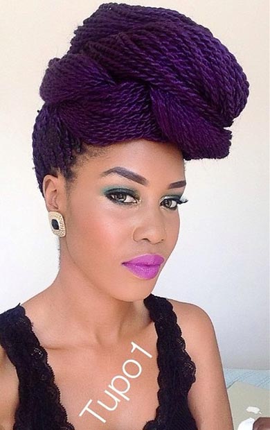 Purple Senegalese Twists Updo