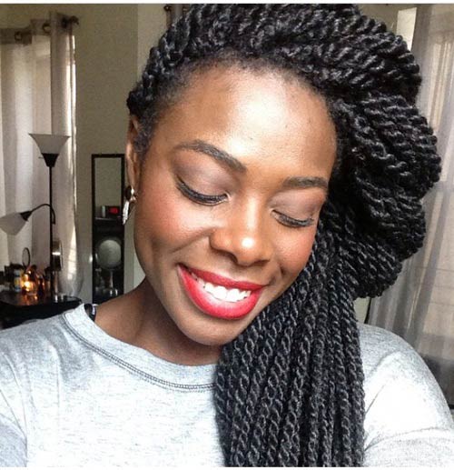 Twisted Half-up, Half-Down Senegalese Twists