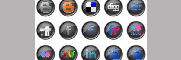 Icône de médias sociaux bouton noir