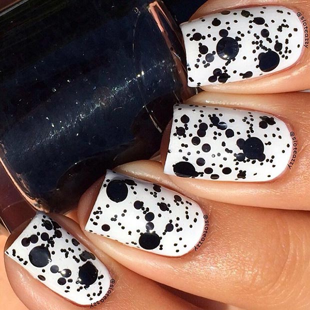 Splattered Nail Design for Long Nails