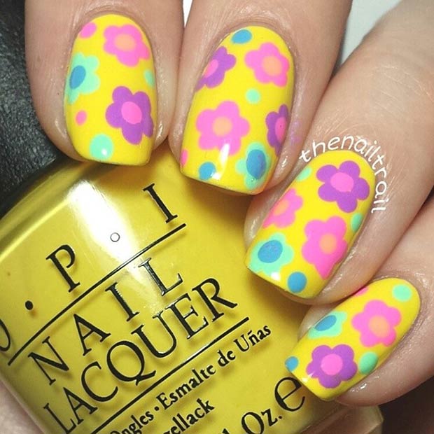 Ongles De Fleurs Rétro