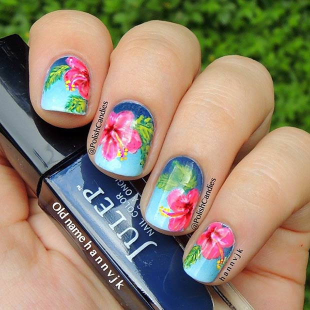 Ongles Fleurs Tropicales