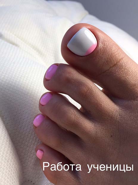 Απλά λευκά και ροζ νύχια