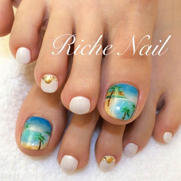 Conception des ongles des orteils Beach Palms