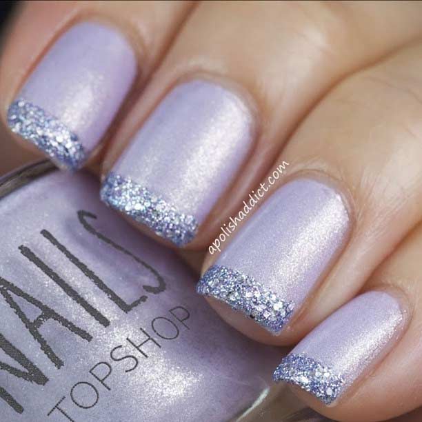 Ongles Paillettes French Tip