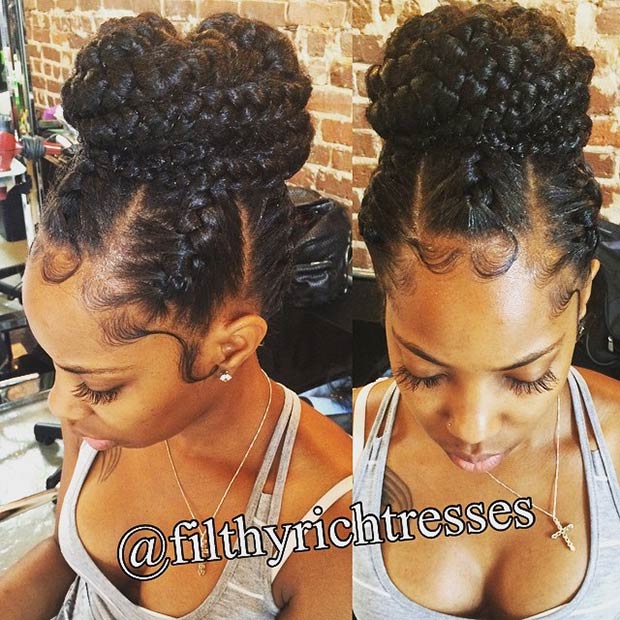 Goddess Braids High Bun