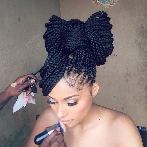 Cute Bow Poetic Justice Braids Updo