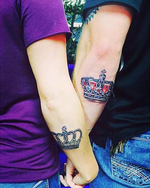 Tatouages ​​​​assortis de roi et de reine pour les couples