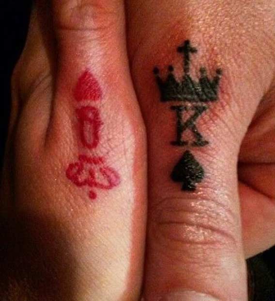 King Queen Thumb Τατουάζ για ζευγάρια