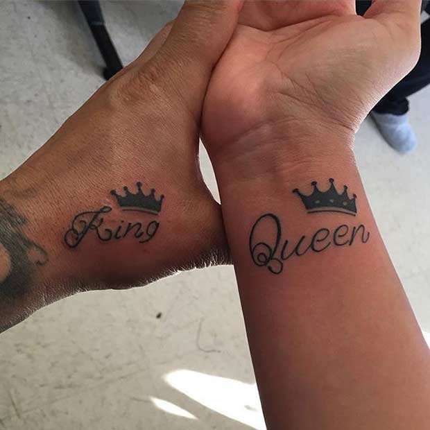Αντιστοιχία τατουάζ βασιλιάς βασίλισσας για ζευγάρια