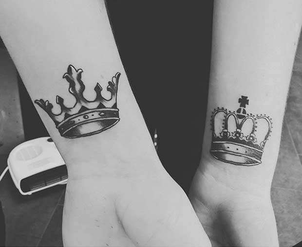 Couples Crown Wrist Tattoos
