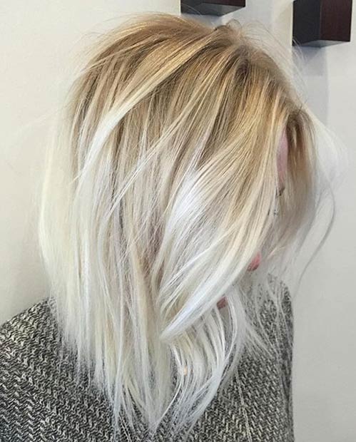 Ice Blonde Balayage Long Bob