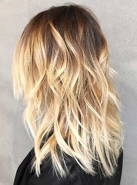 Dark Roots Light Ends Blonde Balayage