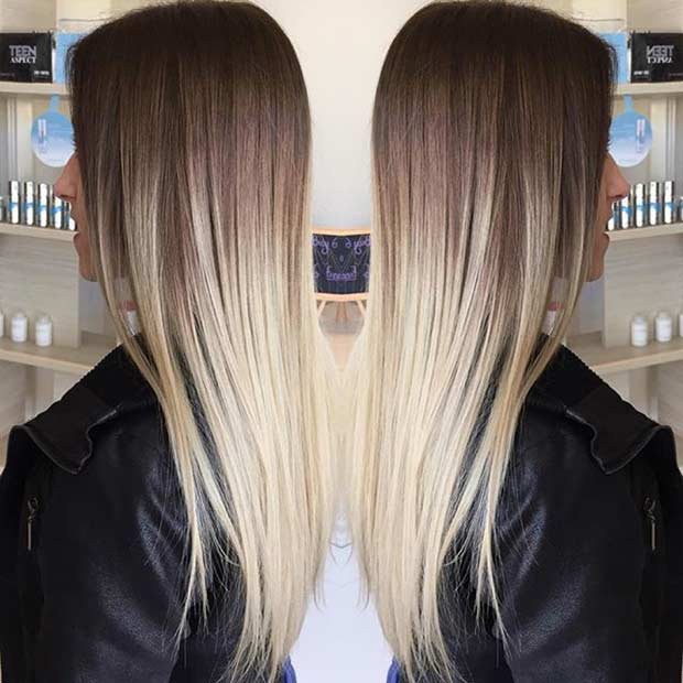 Ξανθιά Balayage υψηλής αντίθεσης