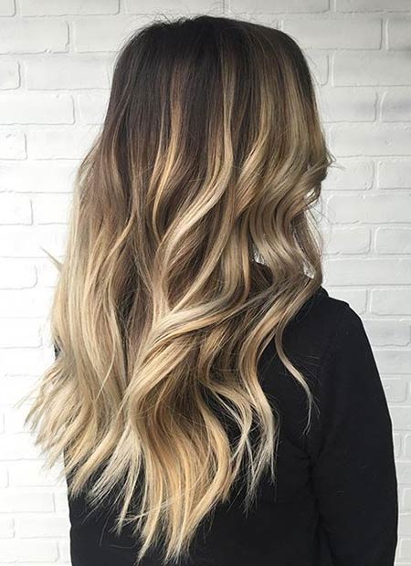 Ξανθιά Balayage Highlights για καστανά μαλλιά