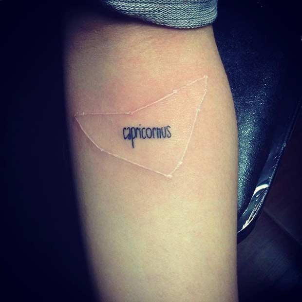 Λευκό μελάνι Capricornus Constellation Tattoo