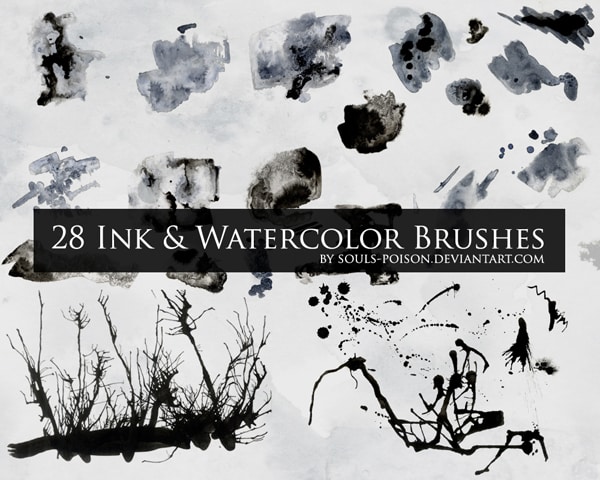 Pinceaux d'encre et d'aquarelle pinceaux photoshop gratuits