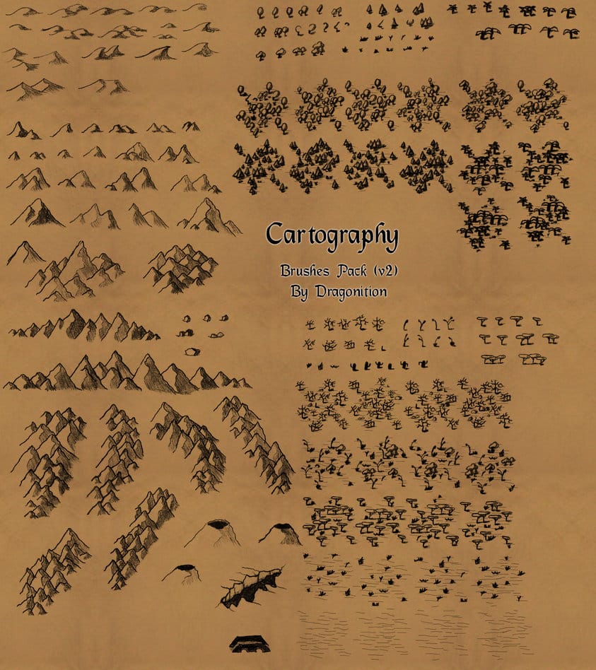 Pinceaux de cartographie Pinceaux photoshop gratuits