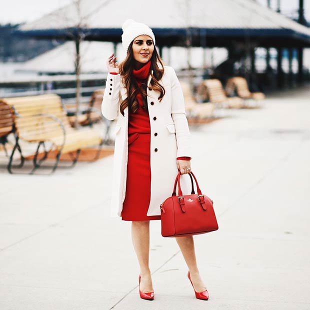 Idée de tenue de Noël blanche et rouge