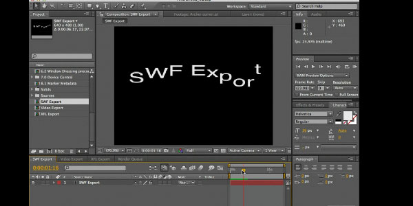 Exportation d'After Effects vers Flash