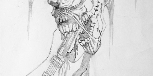 Tatouage crâne guitare