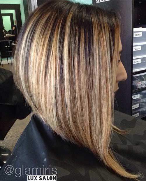 Coiffure Bob inversé de longueur moyenne